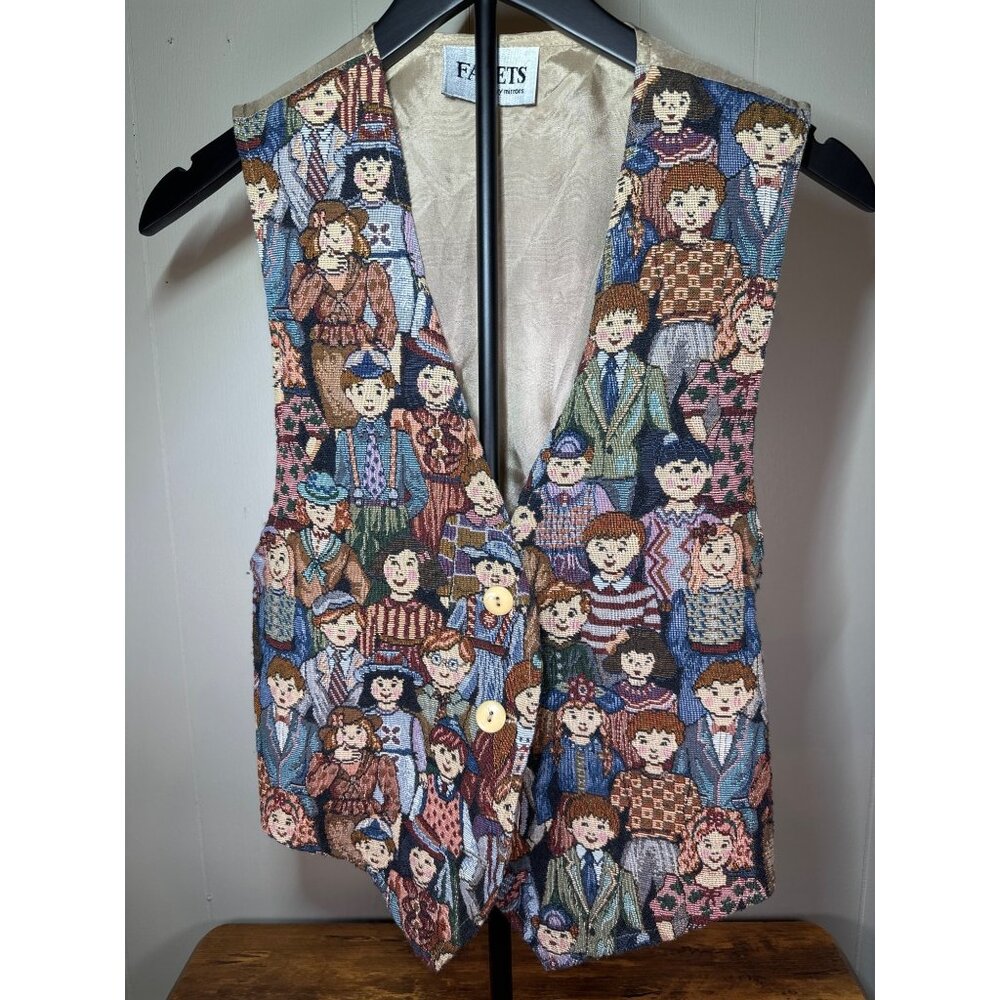 Facets by Mirrors 80's 90's Vest People Brocade Tapestry  Medium